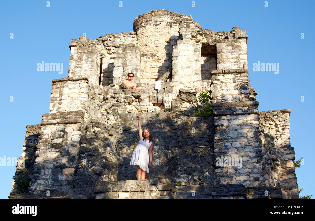 Muyil Ruines Tulum Quintana Roo Mexique Banque D'Images