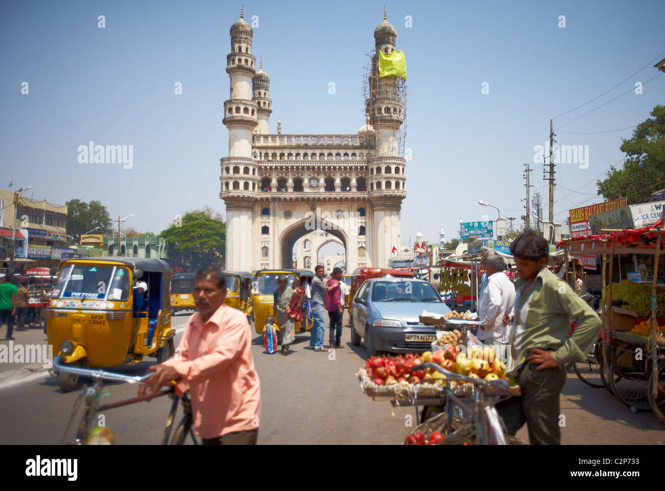 L'Inde, Hyderabad, Développement, croissance, Entreprise, couleur, couleur, dynamique, rue, nouveau, vieux, Holi, des finances, de l'argent, vue aérienne, Banque D'Images