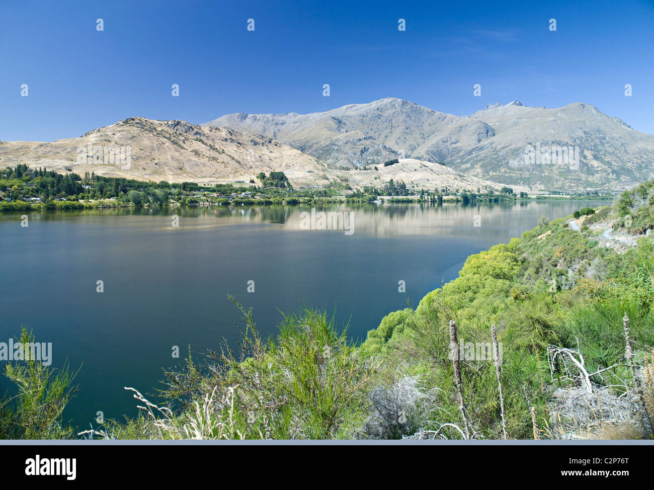 Vue sur le lac Hayes et les Remarkables, Nouvelle-Zélande Banque D'Images