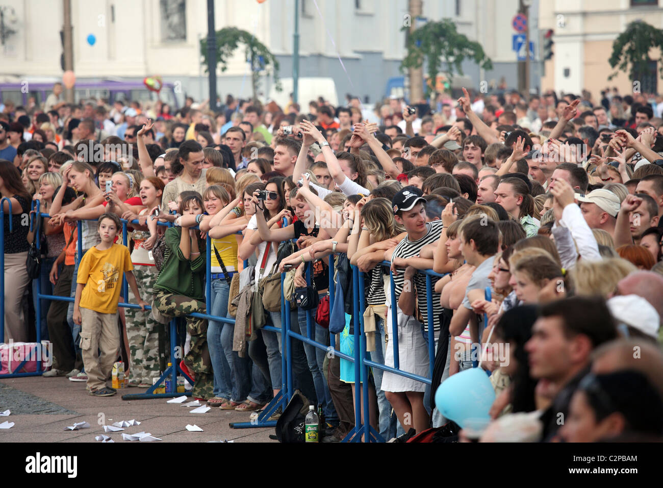 Un concert en plein air dans le Square Sovetskaya, Hrodna, Bélarus Banque D'Images