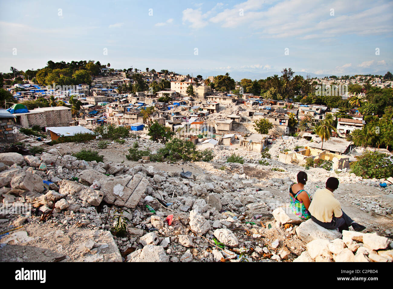 Ruines de port au prince un an après le séisme de 2010, Haïti Banque D'Images