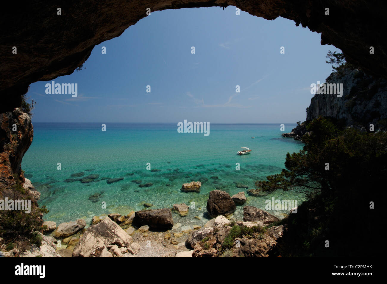 La baie de Cala Oddoana, Cala Gonone, Sardaigne, Italie Banque D'Images