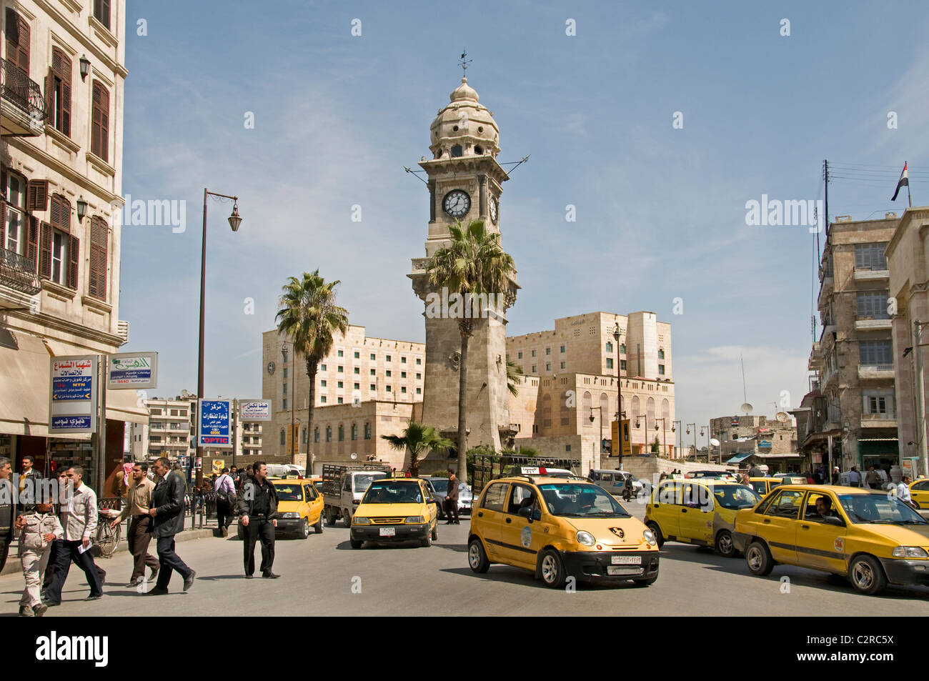 Le centre-ville d'Alep Syrie République tour de l'horloge Banque D'Images