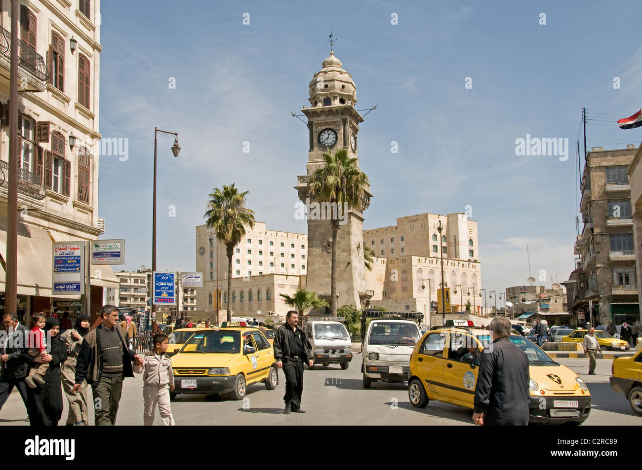Le centre-ville d'Alep Syrie République tour de l'horloge Banque D'Images