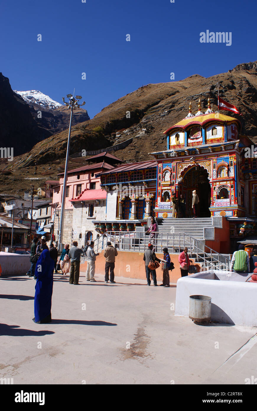 Badrinath, Garhwal Himalaya, Inde : le temple de Badrinath, l'un des plus sacrés de l'Hindouisme pèlerinage des taches. Banque D'Images