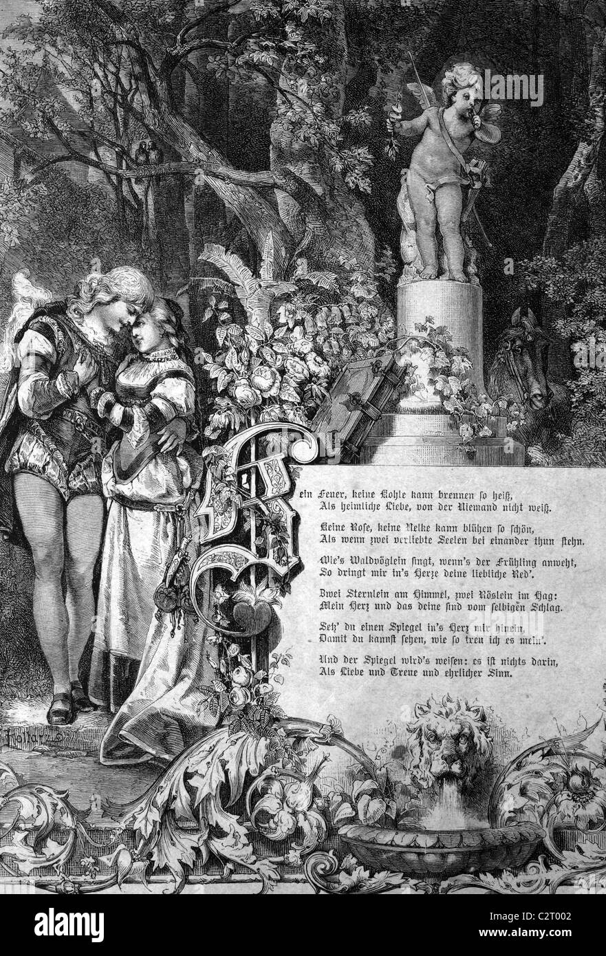 Amour Secret, illustration historique, vers 1886 Banque D'Images