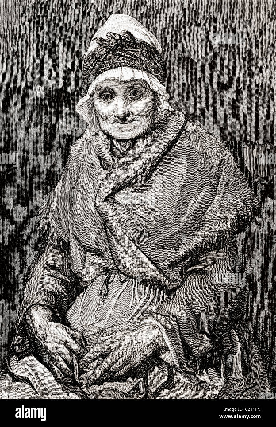 D'après un dessin fait en 1880 par Gustave Dore de son infirmière Françoise. Banque D'Images