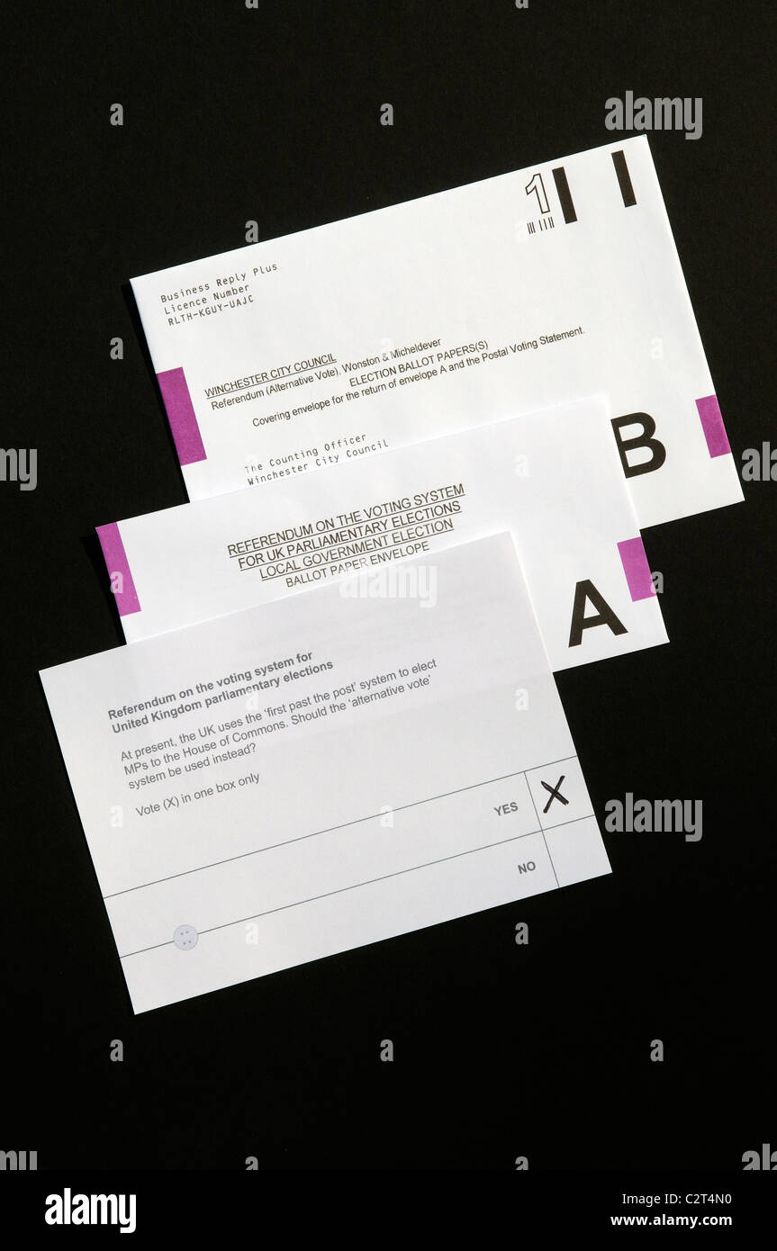 Le vote par référendum élection documents documents Bulletins Banque D'Images