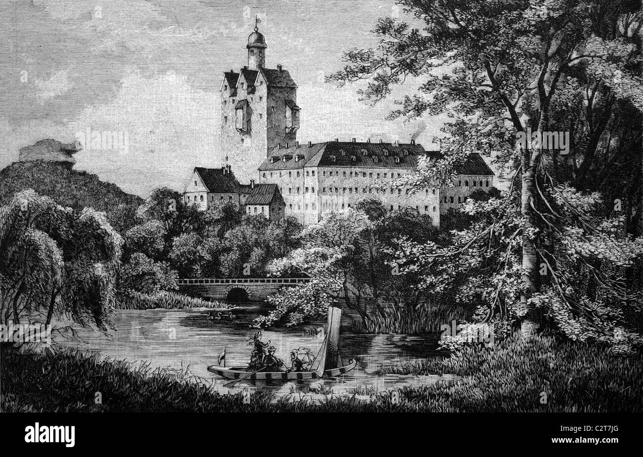 Ballenstedt Château dans les montagnes du Harz, Allemagne, illustration du historique, vers 1886 Banque D'Images