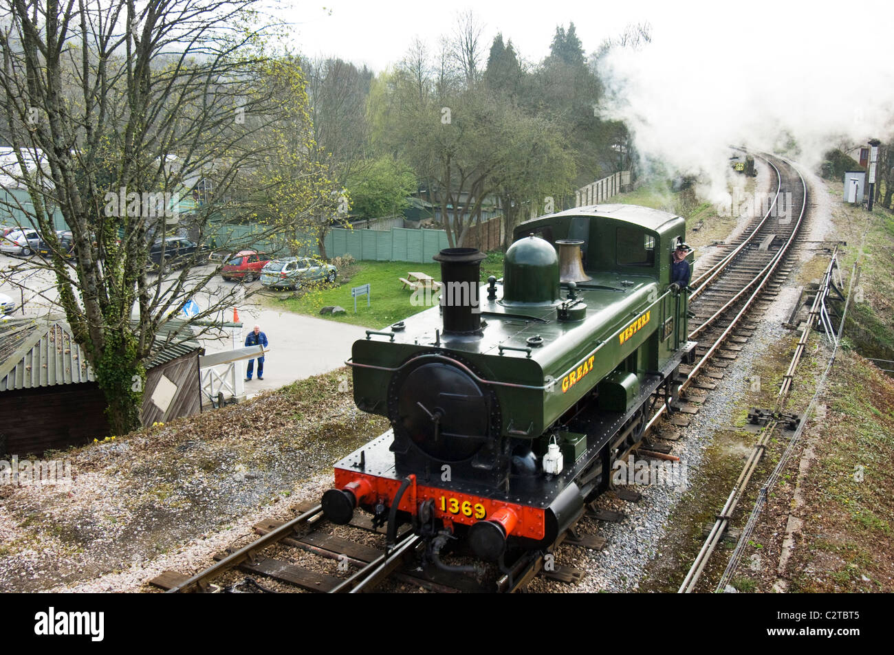 Un grand Western Pannier Locomotive à vapeur du réservoir sur le South Devon Railway à Newton Abbot, Devon, UK. Banque D'Images