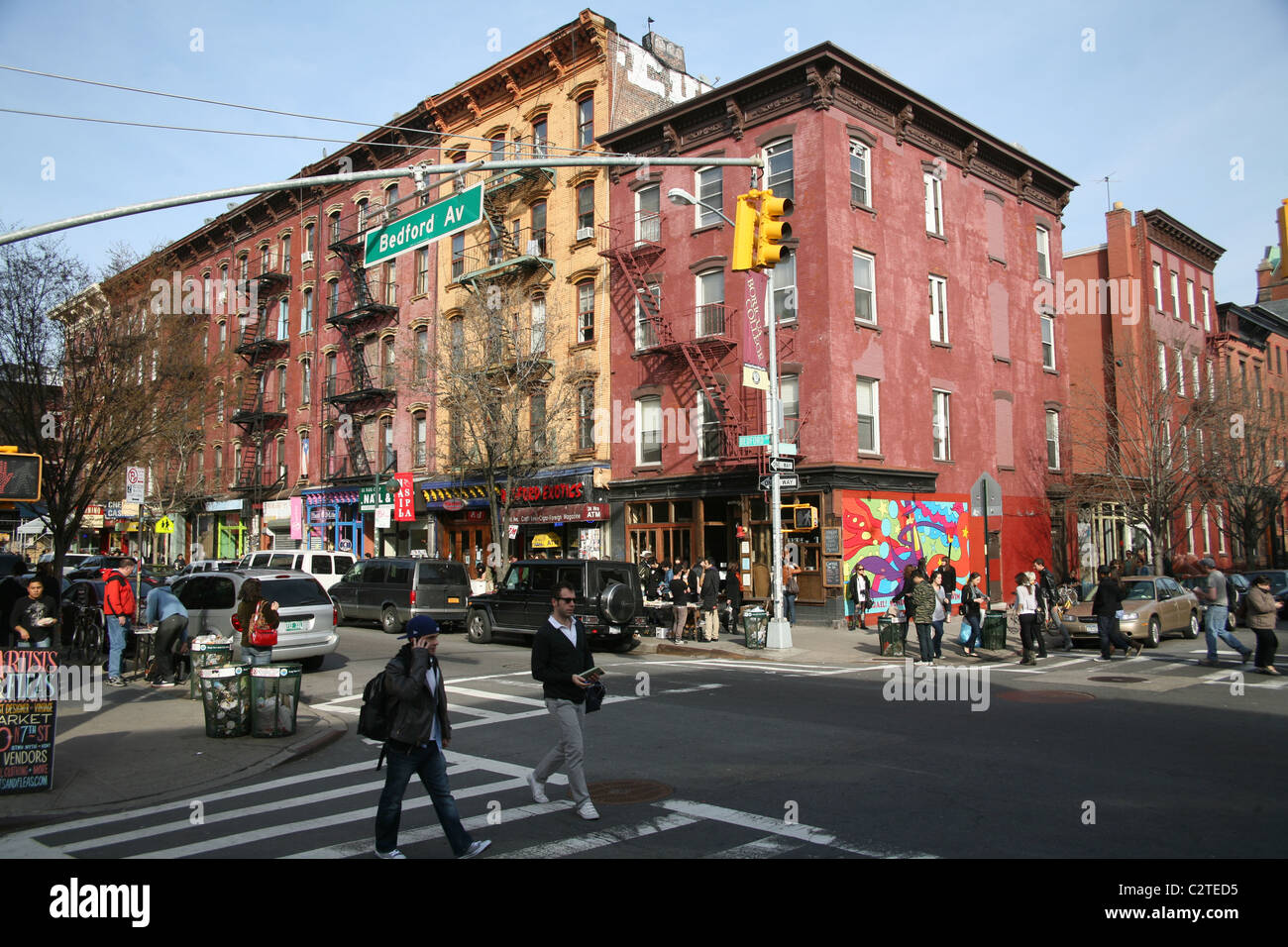 Bedford Avenue à Williamsburg, Brooklyn. Banque D'Images