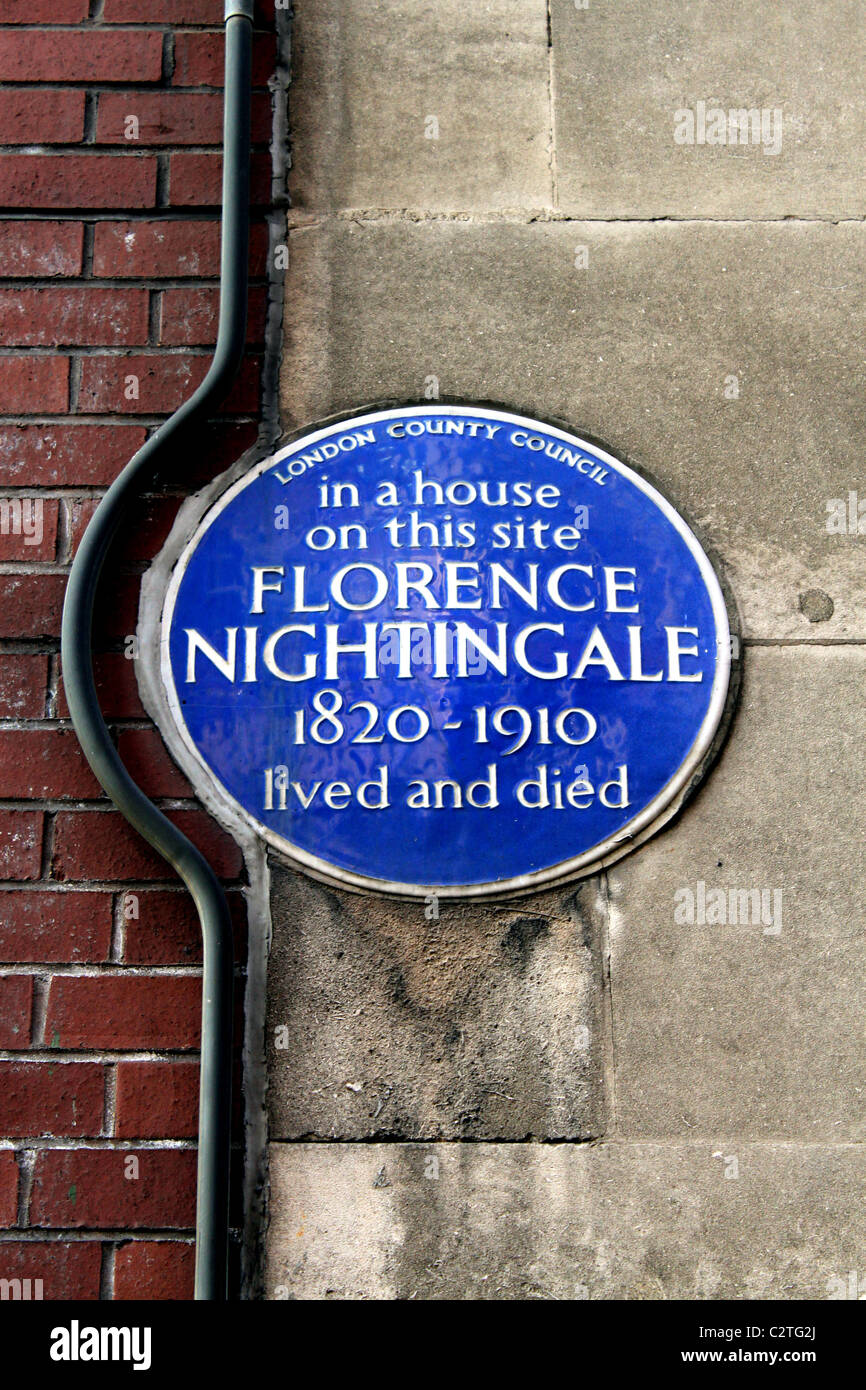 Florence Nightingale Blue Plaque, South Street, W1, Mayfair, London UK