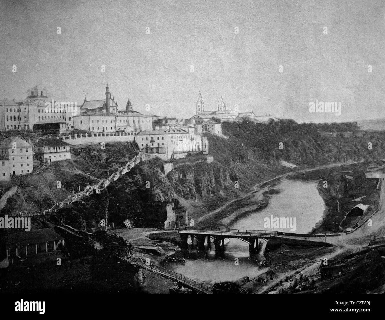 Début d'Autotype Kamianets-Podilskyi, Ukraine, tableau historique, 1884 Banque D'Images