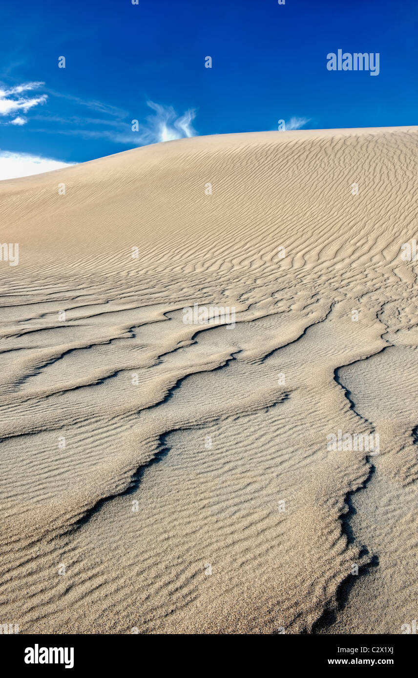 Les modèles à Mesquite Sand Dunes in California's Death Valley National Park. Banque D'Images