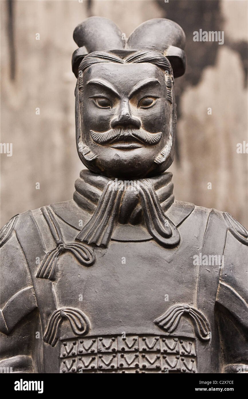 Portrait d'une sculpture d'une terre cuite héroïque, Xian street market, Province de Shanxi, Chine Banque D'Images