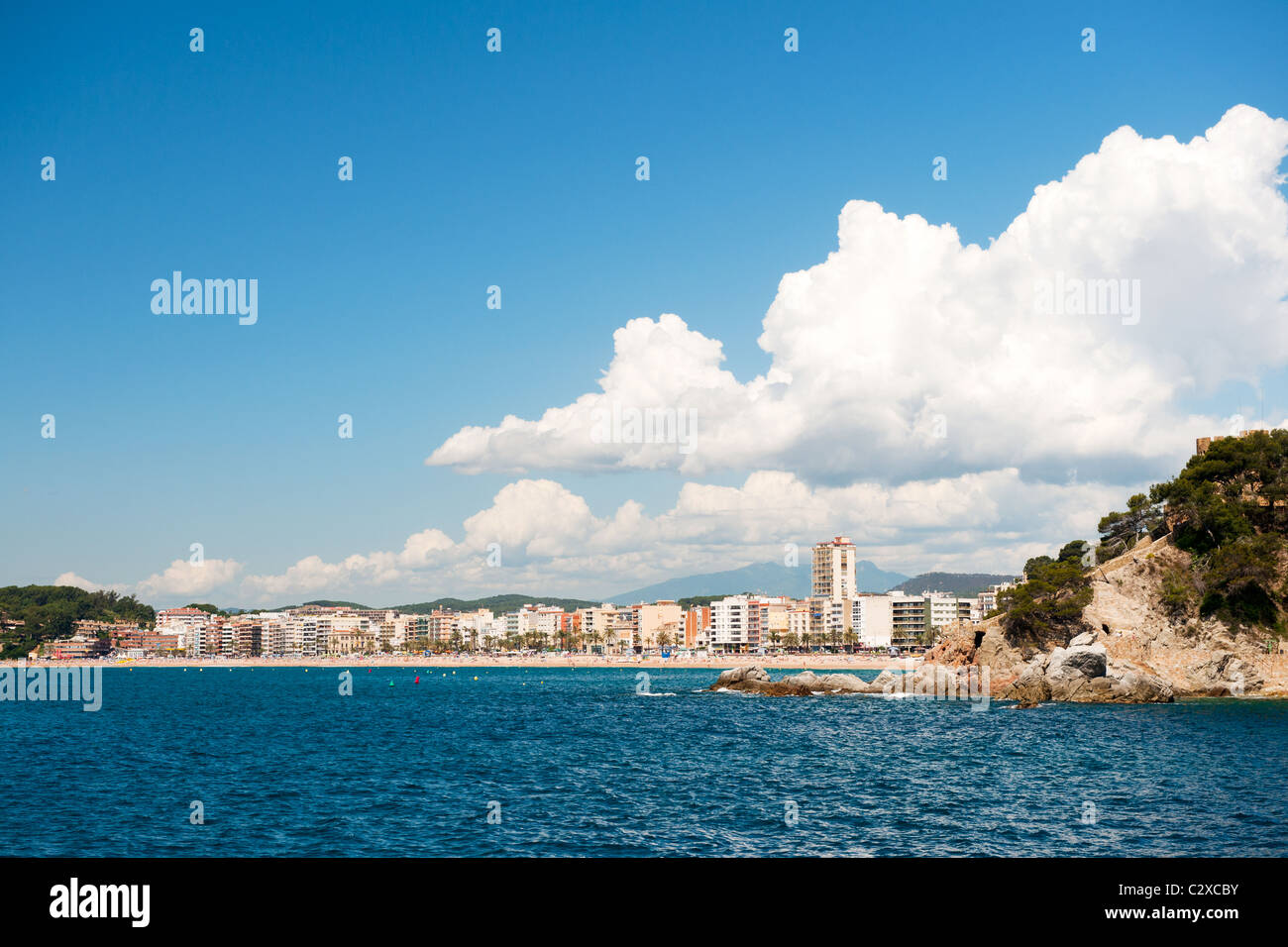 Lloret de Mar Le village forme côté mer Banque D'Images