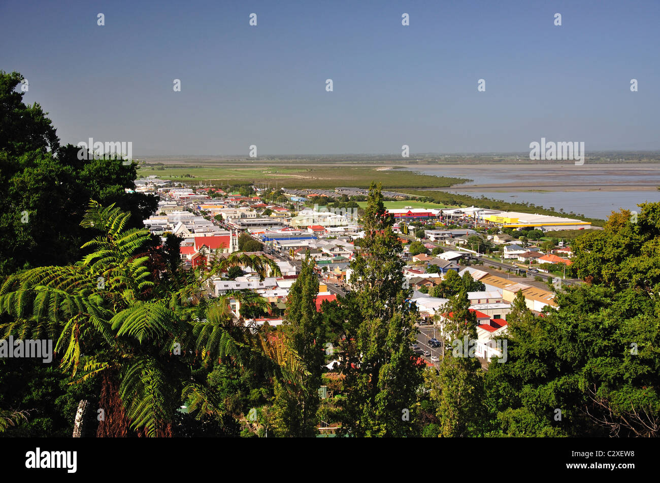 Vue de la ville du War Memorial Lookout, Thames, péninsule de Coromandel, de la région de Waikato, Nouvelle-Zélande, île du Nord Banque D'Images