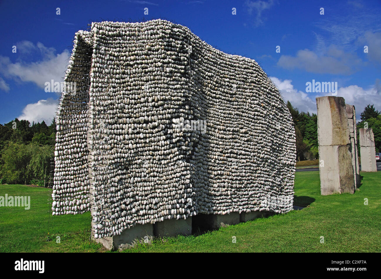 Uri o Hinetuparimaunga "Nga' cape maori sculpture, jardins de Hamilton, Hamilton, de la région de Waikato, Nouvelle-Zélande, île du Nord Banque D'Images