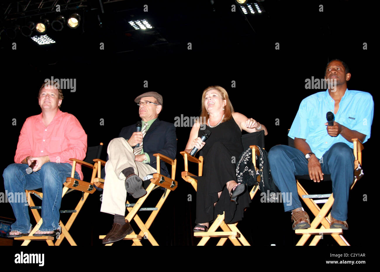 Robbie Duncan McNeil, Robert Picardo, Kate Mulgrew, Tim Russ sur le site officiel de Star Trek 2008 Convention au Las Vegas Hilton Banque D'Images