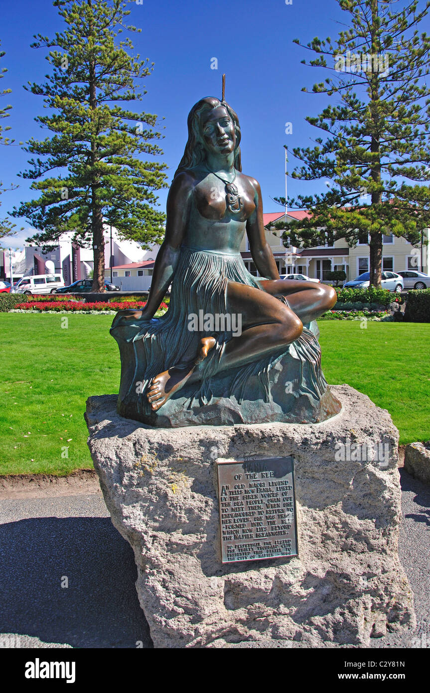 "Pania Reef' de la statue de jeune fille maorie, Marine Parade Gardens, Marine Parade, Napier, Hawke's Bay, île du Nord, Nouvelle-Zélande Banque D'Images