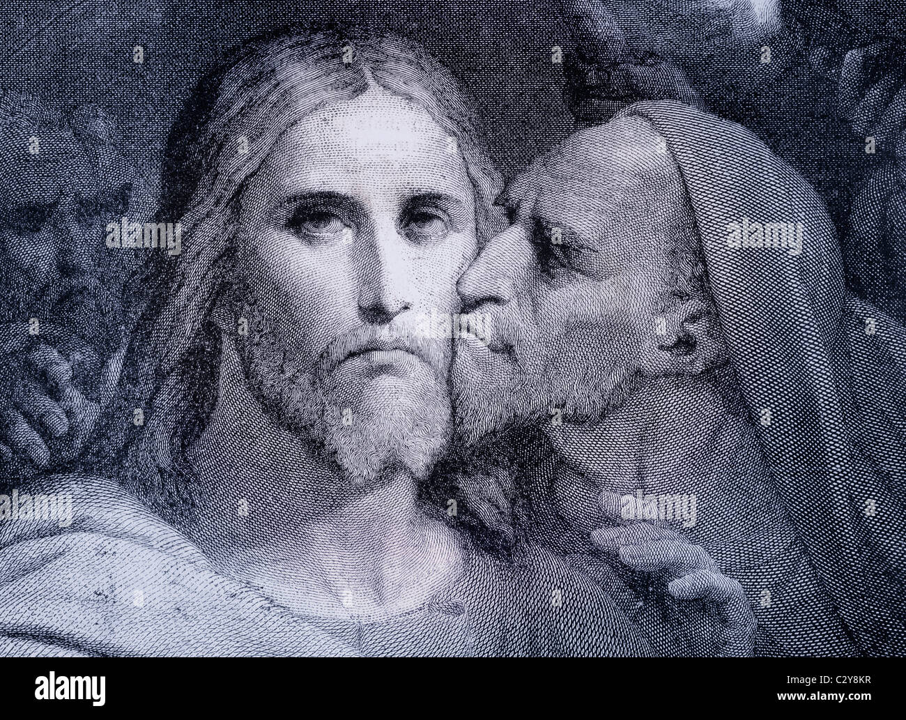 Le Baiser. Judas Iscariot Embrasse Jésus Christ au Jardin de Gethsémani. Banque D'Images