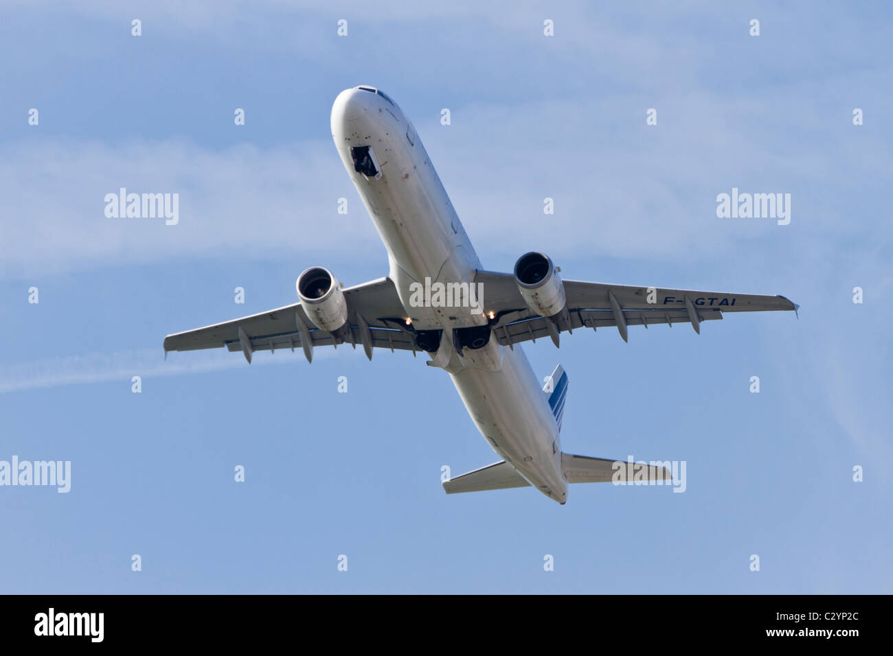 Airbus A321-211, reg F-GTAI, appartenant à Air France qui a décollé de l'aéroport de Manchester, Royaume-Uni Banque D'Images