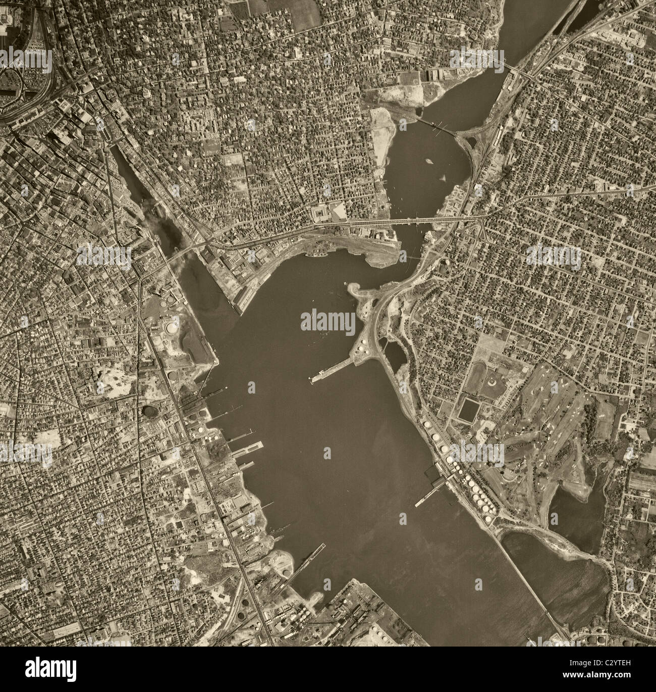 Carte aérienne historique voir au-dessus de Providence Rhode Island 1955 Banque D'Images