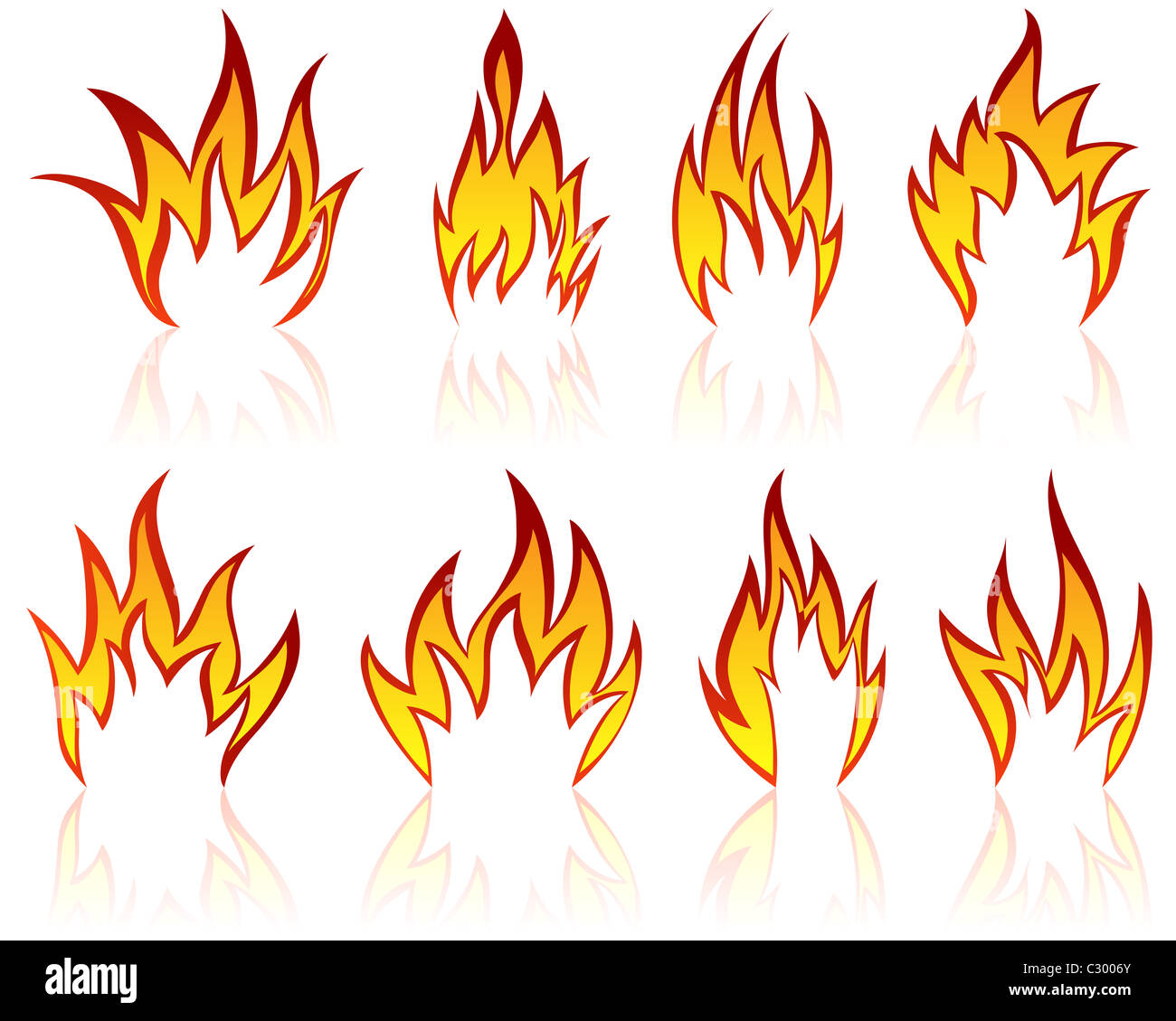 Ensemble d'icônes vectorielles d'incendie pour l'utilisation de conception Banque D'Images