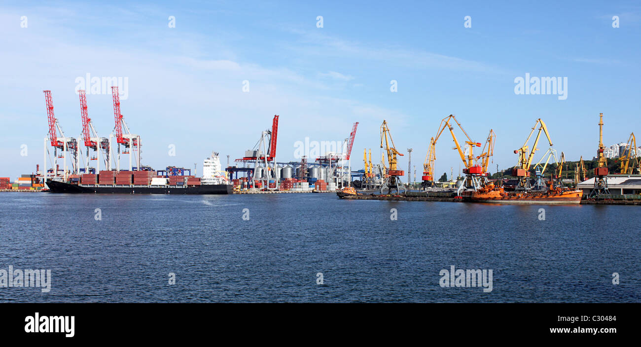Panorama du port maritime, Odessa, Ukraine Banque D'Images