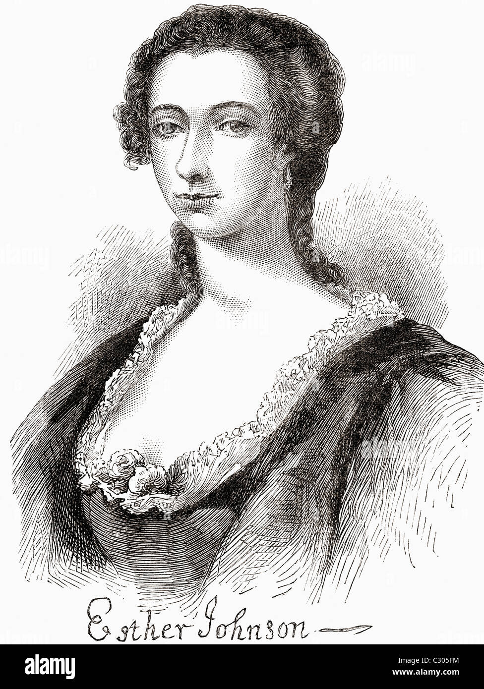 Esther Johnson ,1681 - 1729. Ami anglais de Jonathan Swift, connu sous le nom de Stella. De Voyages de Gulliver publié c.1875 Banque D'Images