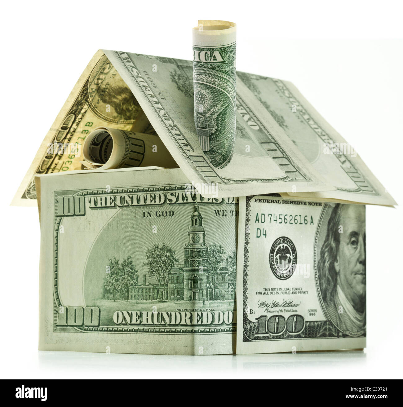 Maison Dollar isolated over white. Banque D'Images