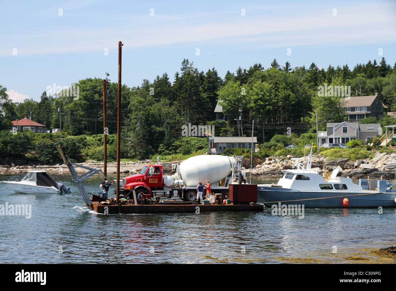 L'île de chaland chargé Banque D'Images