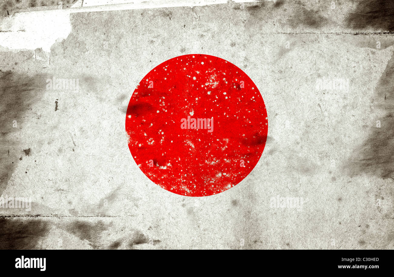 Ordinateur conçu très détaillé grunge illustration - drapeau de Japon Banque D'Images