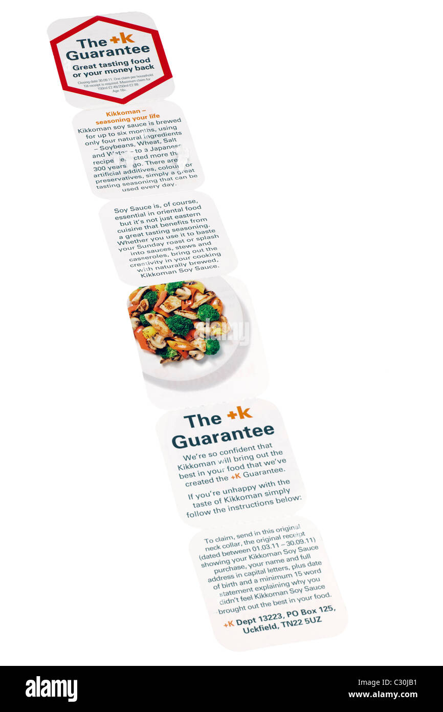 Le label de garantie kikkoman. Seulement ÉDITORIALE Banque D'Images
