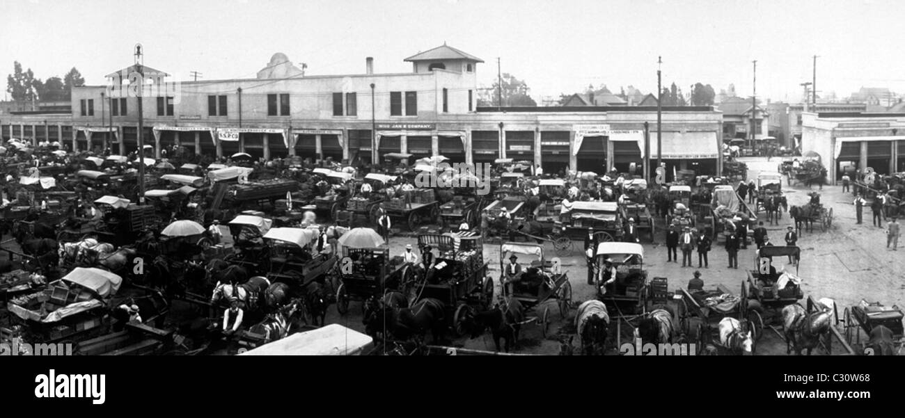 Marché de la ville de Los Angeles, Californie, 9 & San Pedro St., 8e Août 1910 Banque D'Images