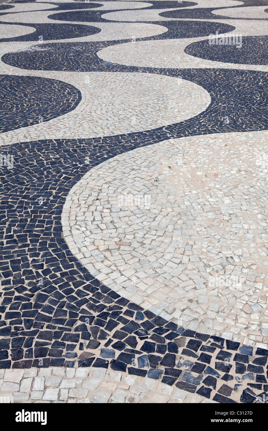 Sentier de la mosaïque, la plage de Copacabana, Rio de Janeiro, Brésil Banque D'Images