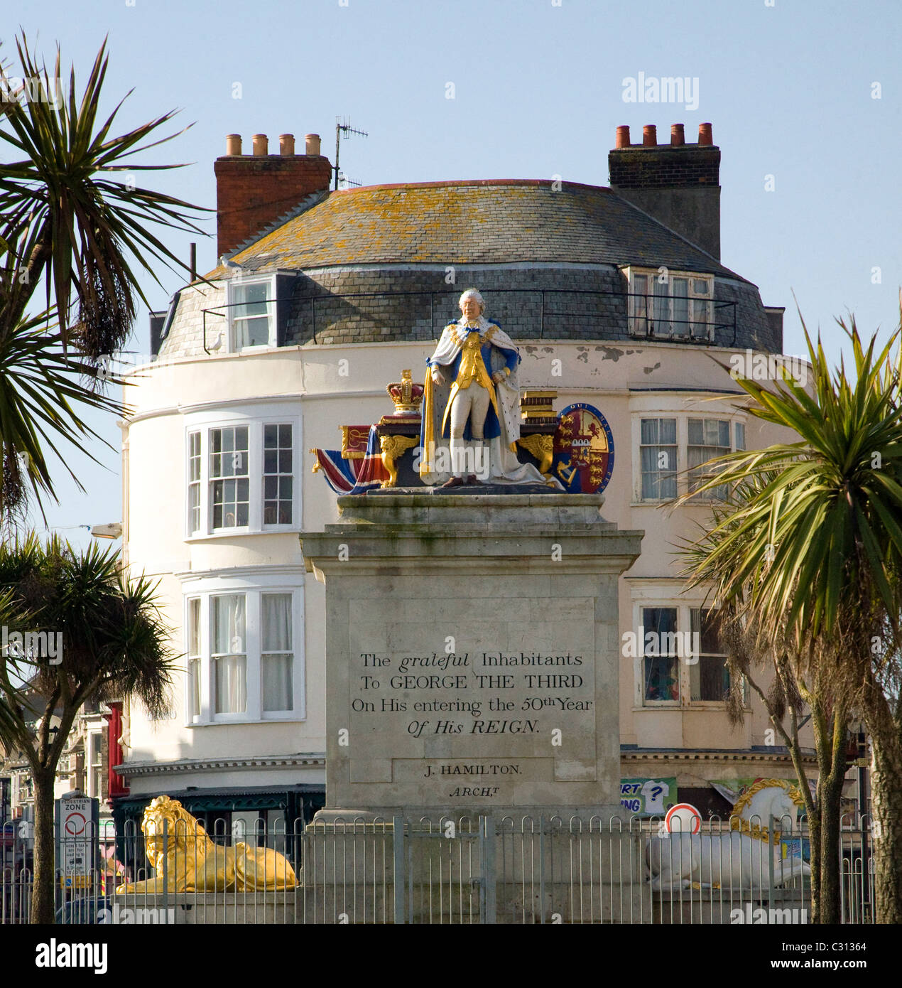 Le roi George III Esplanade Weymouth Dorset Angleterre statue Banque D'Images