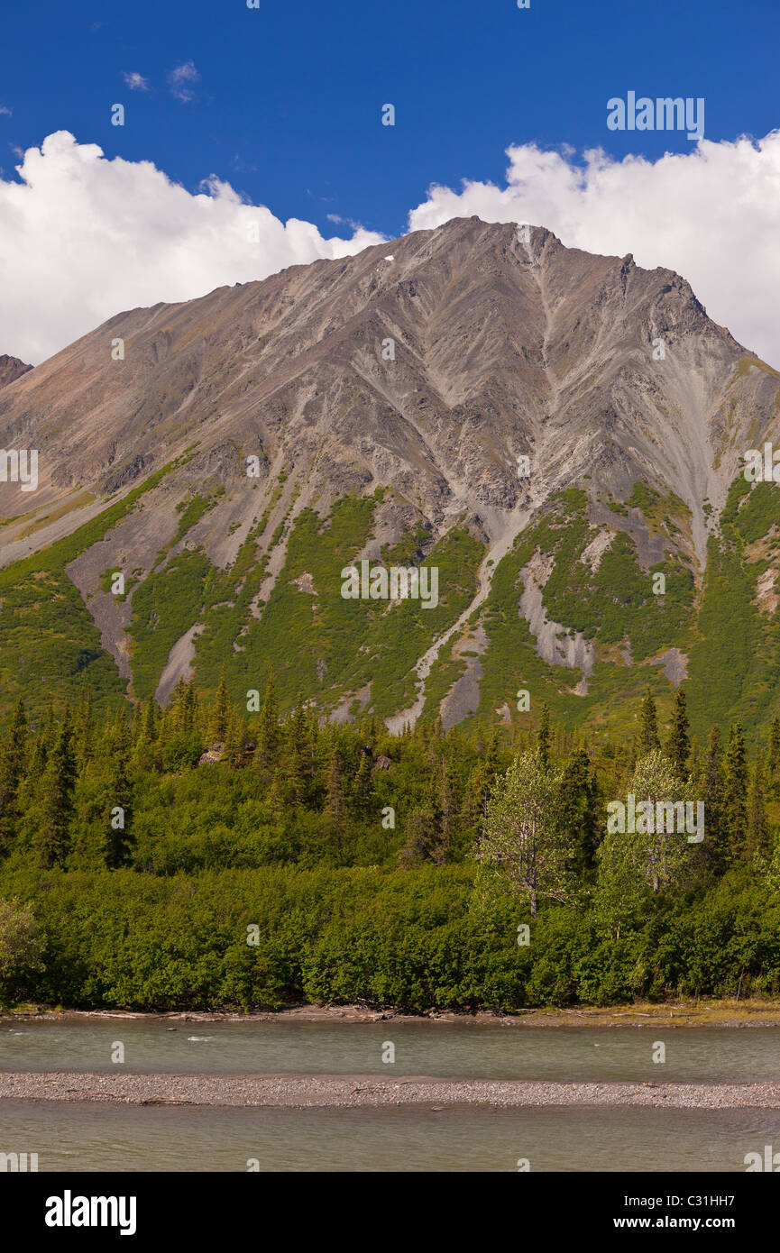 ALASKA, USA - Rivière et paysage de montagne. Banque D'Images