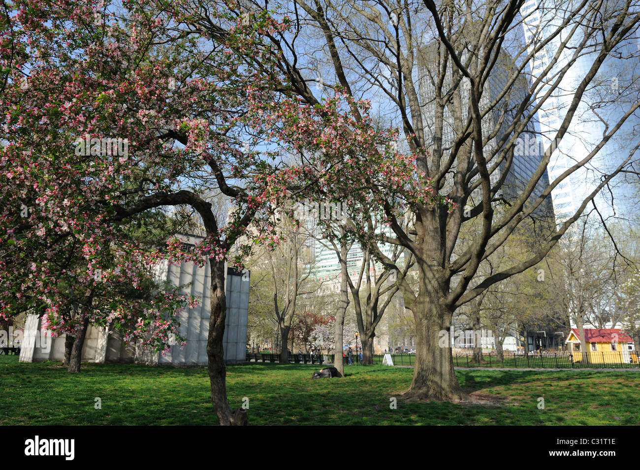 Le printemps à Battery Park, qui est à l'extrémité sud de Manhattan à New York City. Banque D'Images