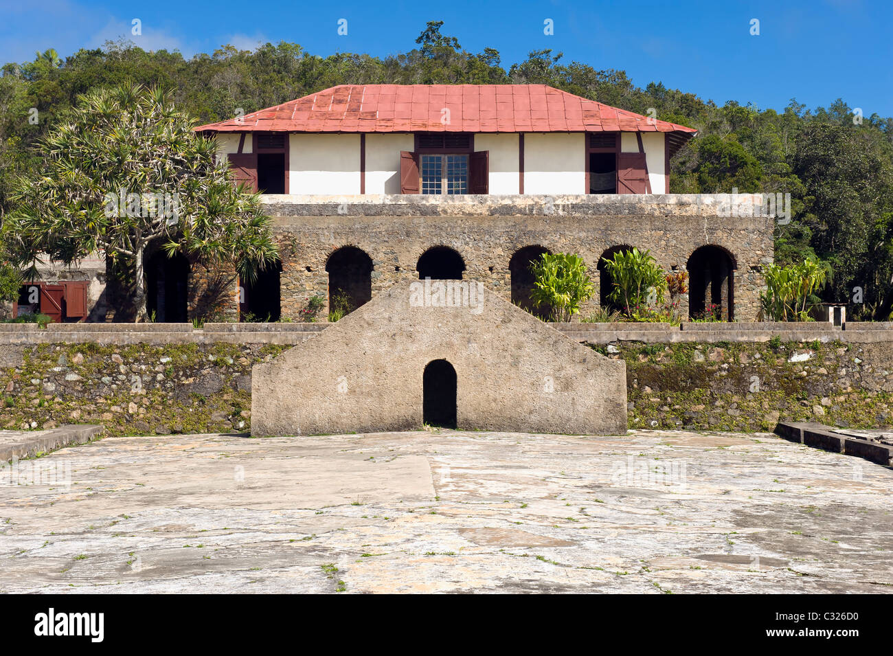 La Cafetal Isabelica, ancienne plantation de café dans la région de collines au-dessus de Santiago de Cuba, Cuba Banque D'Images