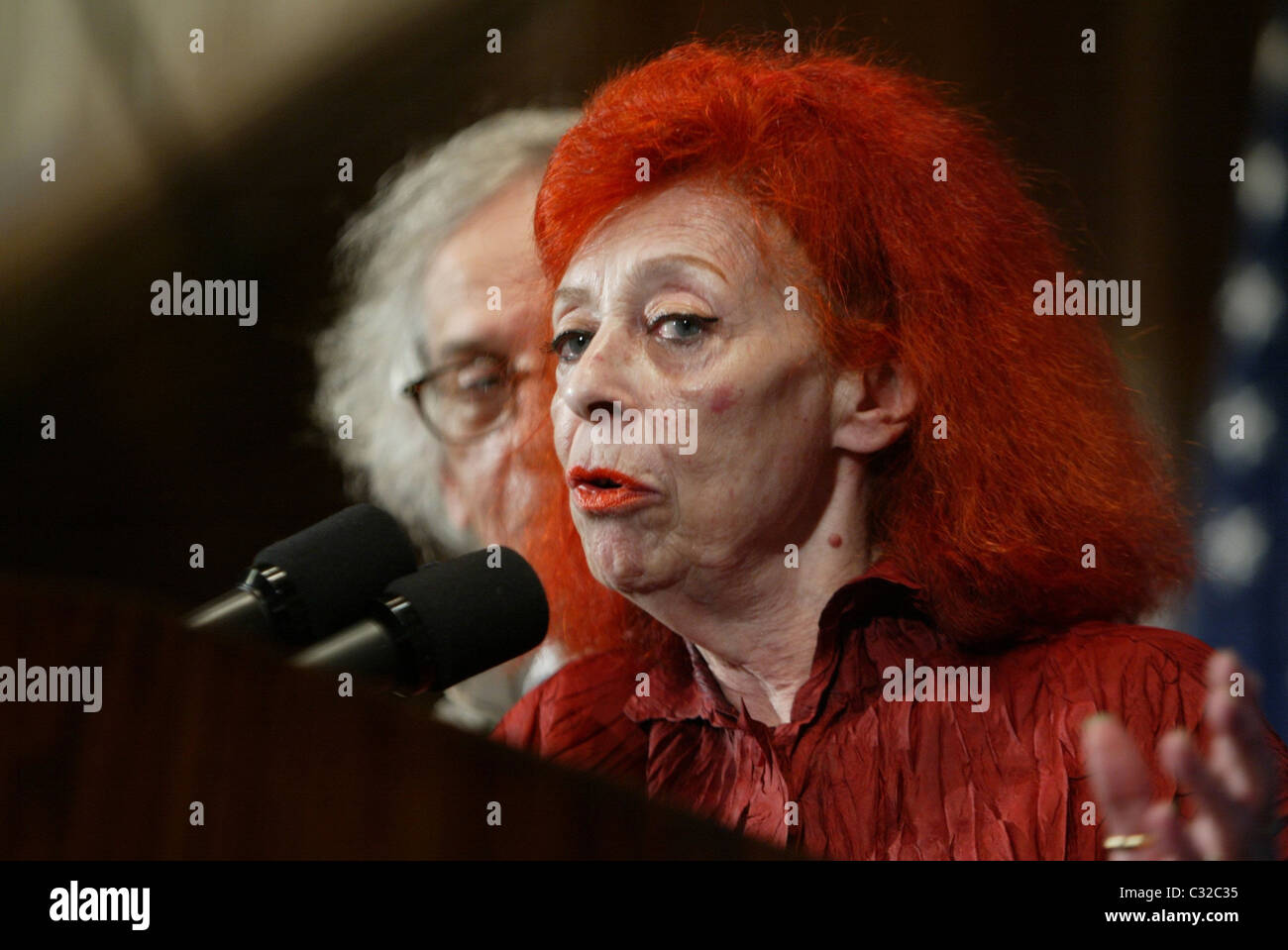 Christo et Jeanne-Claude parlent de leur monde-célèbre d'œuvres d'art public à grande échelle au National Press Club, Washington Banque D'Images