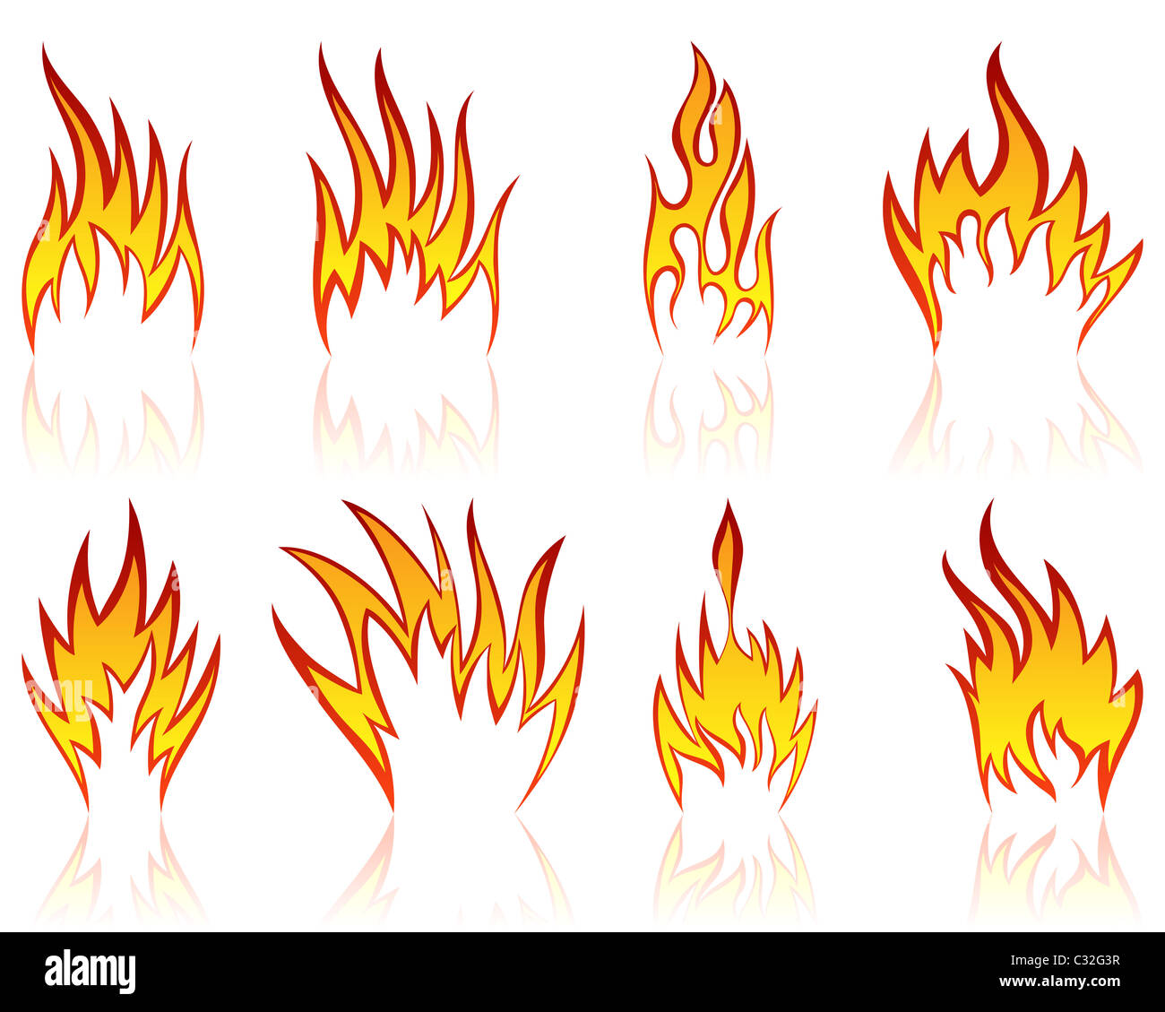 Ensemble d'icônes vectorielles d'incendie pour l'utilisation de conception Banque D'Images