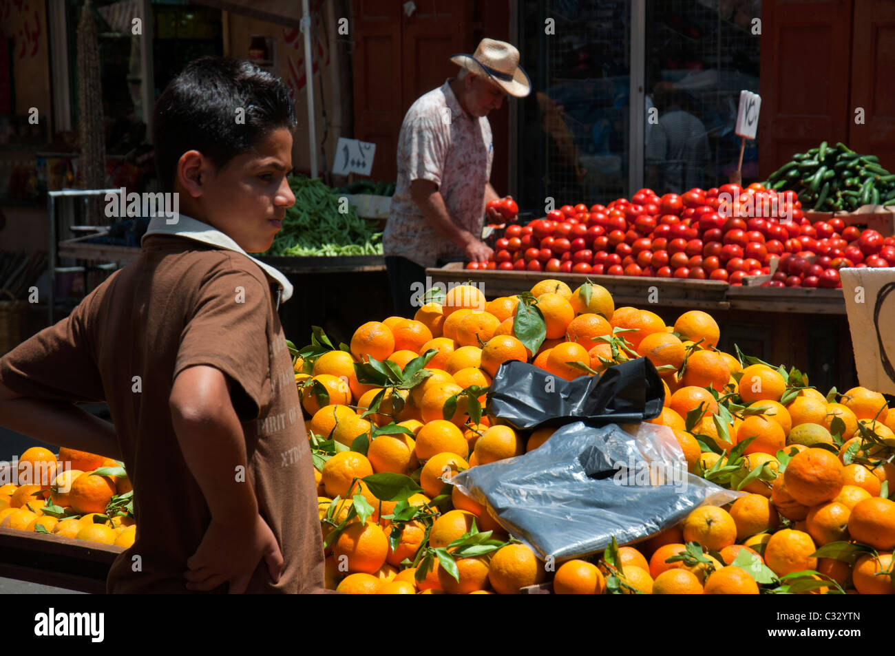 Stand Orange Sidon (Saida). Le Liban. Banque D'Images