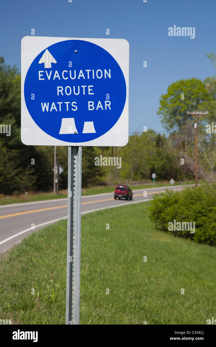 Les itinéraires d'évacuation en cas d'urgence nucléaire à Banque D'Images