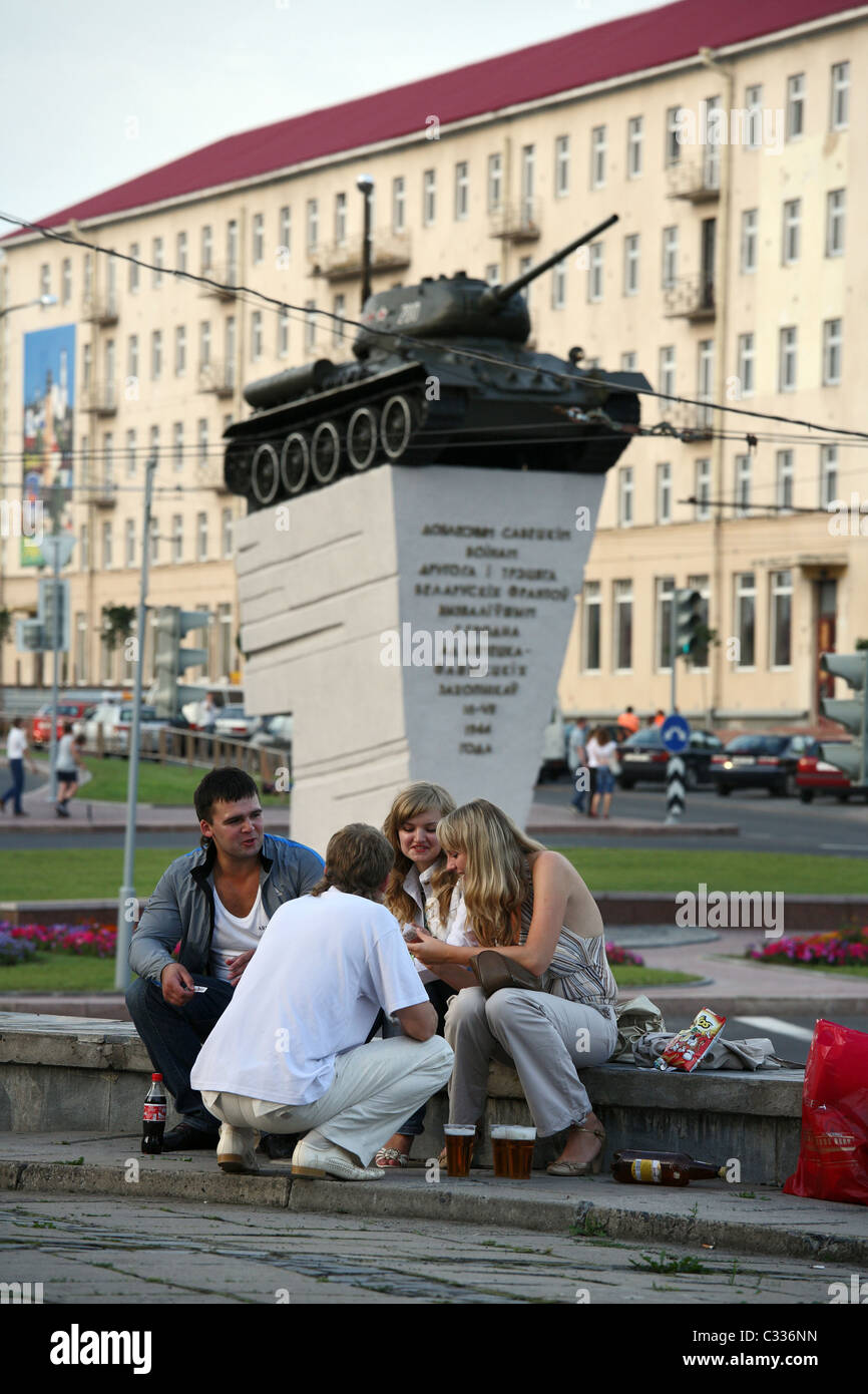 Tank russe T-34 (Memorial), Hrodna, Bélarus Banque D'Images