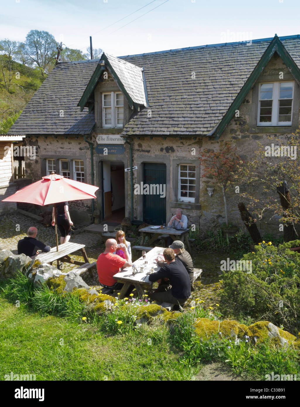 Abbey St Bathans, Berwickshire, en Écosse - Le restaurant Riverside et gallery Banque D'Images
