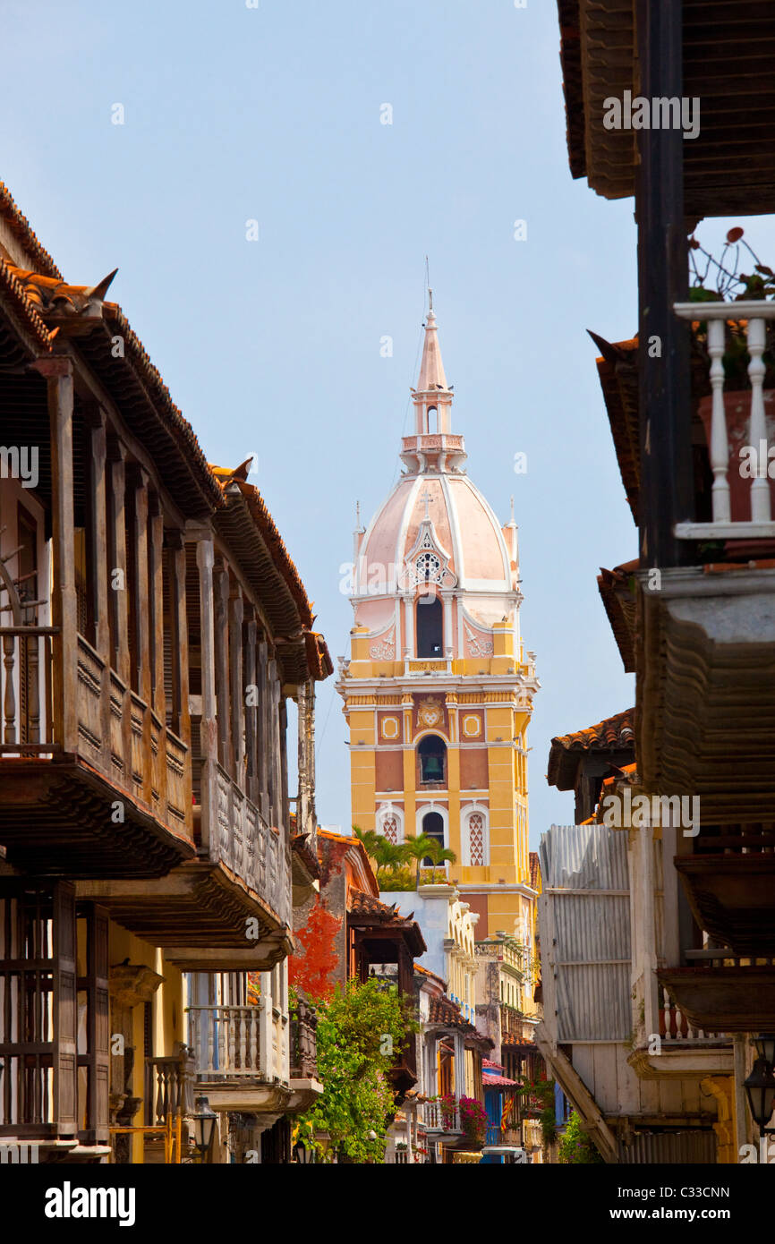 La Cathédrale de Carthagène, vieille ville de Carthagène, Colombie Banque D'Images