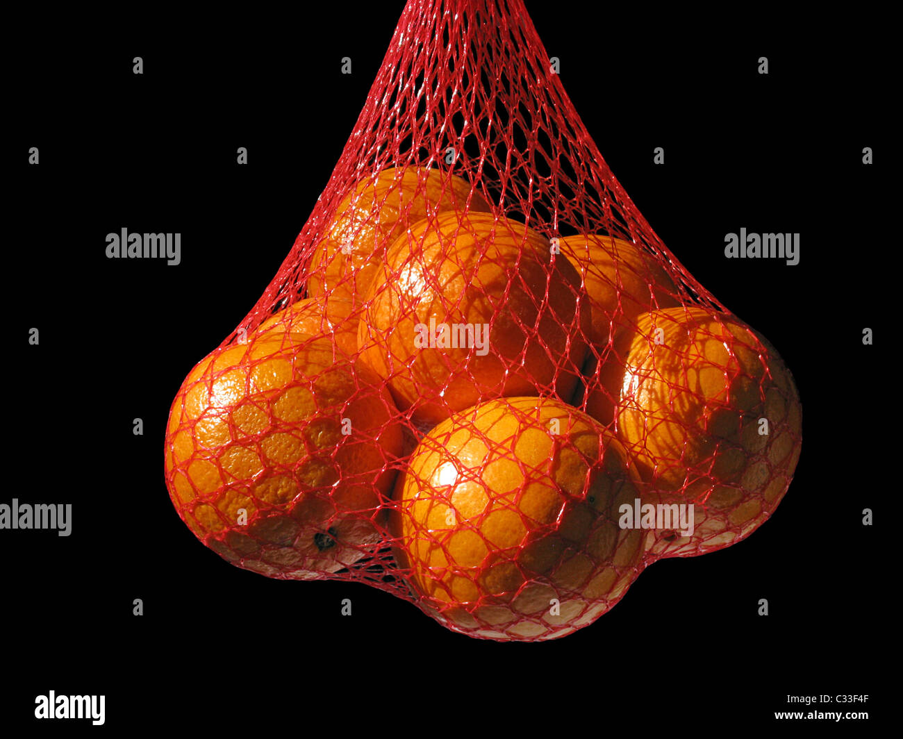 Oranges en string rouge-noir sac de Banque D'Images