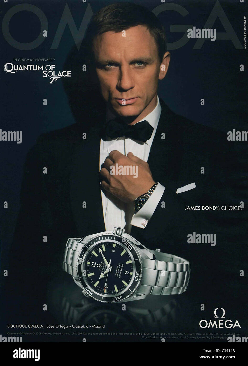 Daniel Craig dans une campagne publicitaire pour les montres Omega Novembre  2008 c'est un PR photo Photo Stock - Alamy