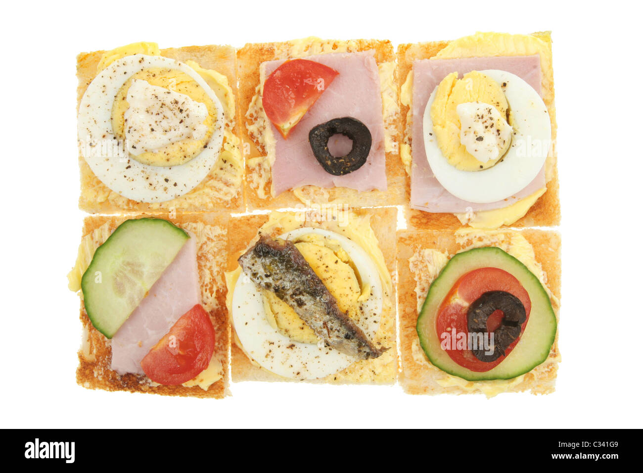 Groupe de canapes isolated on white Banque D'Images